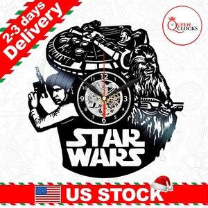 Han Solo Chewbacca Vinyl Clock Star Wars Wall Gift